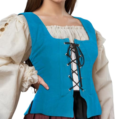 Disfraz medieval de pirata con doble faz reversible azul océano talla M