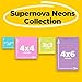 Post-it Super Sticky Notes, Assorted Sizes, 4 Pads, 2x the Sticking Power, Supernova Neons, Neon Colors, Recyclable (4622-SSMIA)