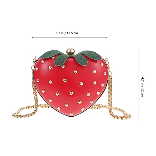 TENDYCOCO Strawberry Purse Strawberry Bag Leather Chain Purse Fruit Shoulder Bag Accessories Kawaii for Girls Lady Women2