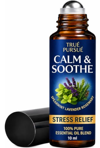 Soothe & Calm Essential Oil Roll On Frankincense & Lavender Essential Oil Roller Stress Relief Oil Roll On 100% Pure Aromatherapy Calming Oils for Anxiety Migraine & Sleep 10ml TRU PURSU