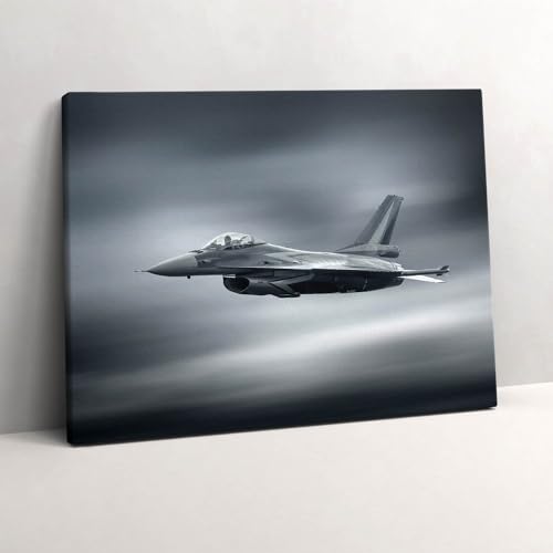 Grand tableaux d'art avion militaire Wallfluent de 80x60cm aux finitions peintes