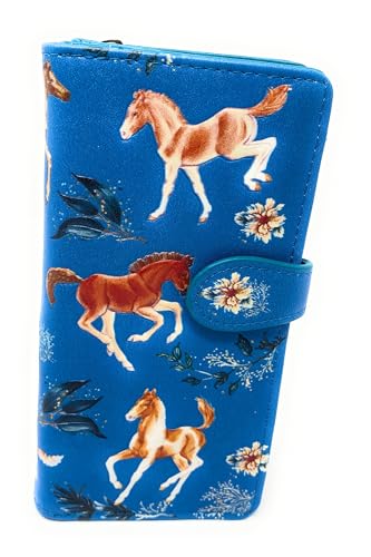 Shag Wear Horse Play Large Wallet for Women and Teen Girls Vegan Faux Leather Teal 7