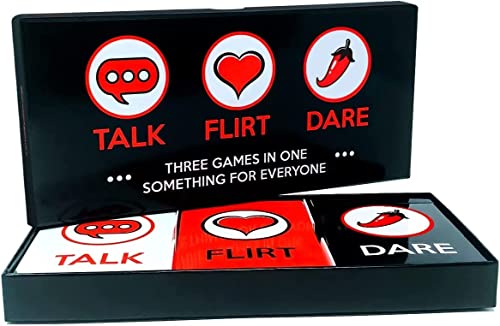 Image of Awestuffs Fun Games & Game Night Party Games for Couples - Talk Flirt Dare (3 in 1) Tabletop Game