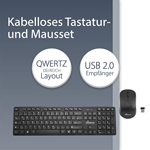 Teclado inalámbrico QWERTY MediaRange         con ratón óptico para trabajar sin cables 2