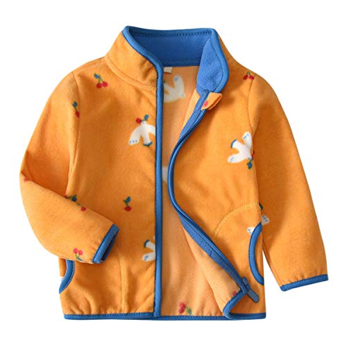 Boys' Polar Fleece Jacket Floral Zip up Coat Toddler Boys Winter Warm Unisex Jacket
