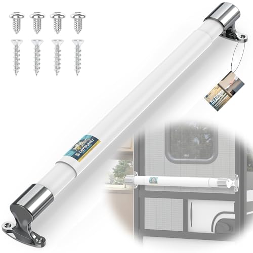 DEPSUNNY RV Screen Door Handle Cross Bar Adjustable from 21.7 to 33 White RV Door Handle Grab Bar Fits for Most Motorhome Camper Travel Trailer Durable Sturdy and Secure Aluminium RV Handles
