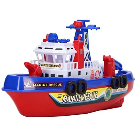 Fire Boat Toy Auto Water Spraying Educational Music Light Electric Children Bath Boat Toy Children Water Spraying Ship Fireboat Toy for Boys Girls LED Lights Sound Effect Toy Gift Cover