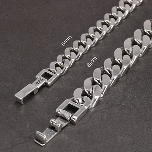 Pulsera de eslabones de plata para hombres/mujeres/pareja ~ Pulseras de plata de ley 925 ~ 6mm 8mm de ancho ~ Pulsera de cadena cubana