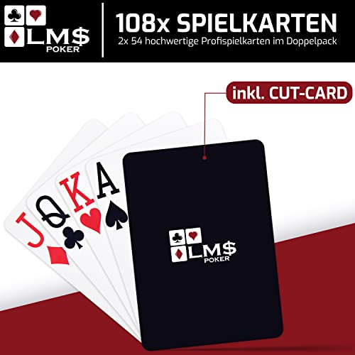 Foto von Pokerkarten Plastik Profi mit Cut Card - [2 x] hochwertige Pokerkarten 54 Blatt - wasserfeste und stabile Spielkarten im Doppelpack – Plastikkarten mit Jumbo Index (2 Eckzeichen/ klassisch)…