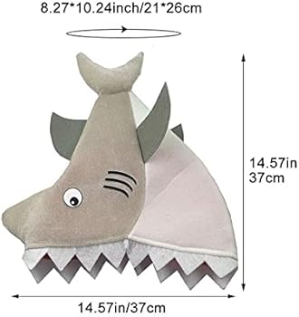 AUNGCSHE Haai-kostuum, grappige hoeden, haaienmuts met grijze vlinderdas, Halloween, Kerstmis, Pasen, feestdecoratie, kostuumaccessoires voor festival, cosplay, jongens, meisjes, volwassenen, kinderen