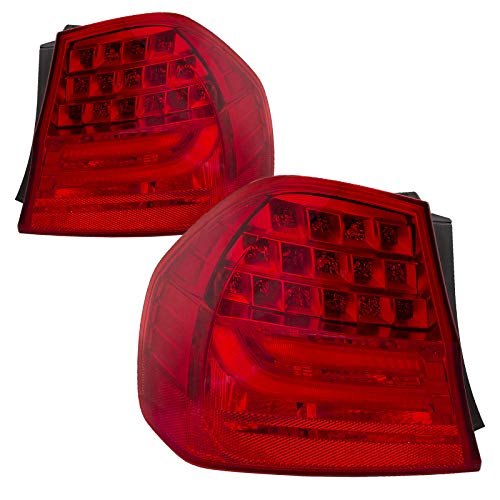 HEADLIGHTSDEPOT Tail Light Compatible with BMW E90 3 Series Sedan 328i 335i M3 Includes Left Driver and Right Passenger Side Tail Lights