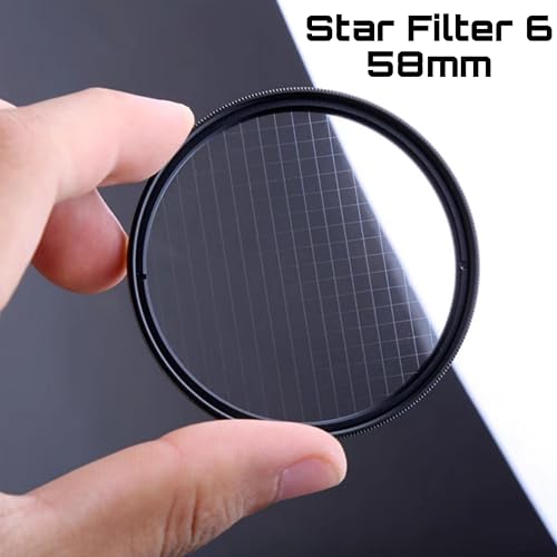Image of GetZget Star Filters Lens Compatible with oneplus12, iPhone 14 /15 pro & pro max, Xiaomi 14 Mobile Cover, DSLR Camera (Star No.6 Filter, 58mm)