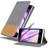 Cadorabo Hülle kompatibel mit WIKO Sunny 3 MINI aus Premium Jeans & Kunst Leder Flip Klappbare Stoßfeste Magnetische [Standfunktion] [Kartenfächern] Cover Hülle für WIKO Sunny 3 MINI Tasche in Grau