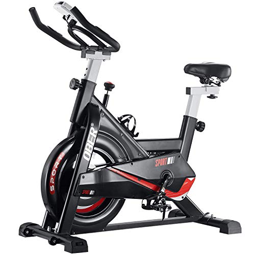 Ober Stationary Exercise Bike 300 lb Capacity, Cardio Workout Spin Bikes for Home, Indoor Cycling Bike with Heart Rate Monitor