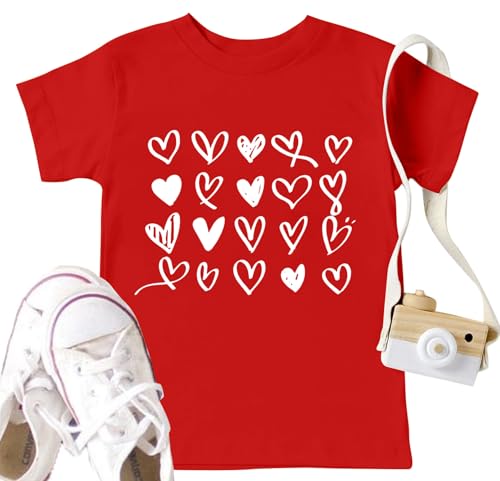 Image of LAZYCHILD Kids Valentine Shirt Girls Valentines Day Shirts Heart Graphic Long Sleeve Striped Tee Tops 5-14 Years