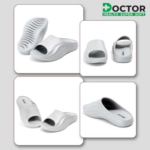 Image of DOCTOR HEALTH SUPER SOFT Men's Double Buckle Slide Sandals | Lightweight Cushioned EVA Slippers | Anti-Slip Comfortable Open Toe Casual Slides for Indoor Outdoor Everyday Wear