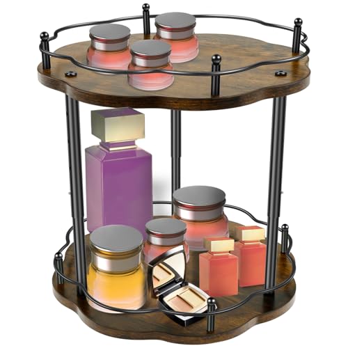 BAODBF Organizzatore per spezie in legno a forma di fiore di prugna, altezza regolabile a doppio strato, organizer per piano di lavoro della cucina