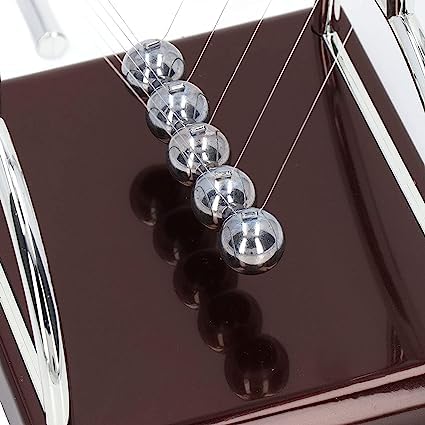 KRIDEZ Newton Cradle Pendulum - Metal Perpetual Motion Toy & Swing Balance Collision Ball Decoration Figurine with Polished Plastic Base & Nylon Strings for Office Classic Desk Toy 3