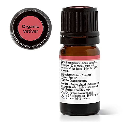 Plant Therapy Vetiver Organic Essential Oil 5 Ml (1/6 Oz) Pure, Undiluted, Therapeutic Grade #TOP23