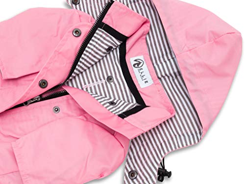 Ellie Dog Wear Zip Up Dog Raincoat Pink With Reflective Buttons, Pockets, Water Resistant, Adjustable Drawstring, Removable Hoodie - Size Xs To Xxl Available - Stylish Premium Dog Raincoats (Xl) #TOP2