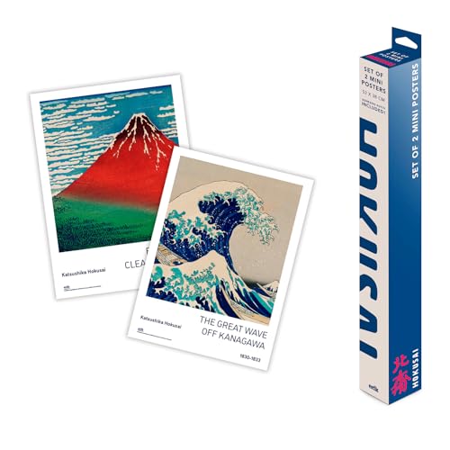 Grupo Erik Poster Hokusai, 2 Posters para pared Ola de Kanagawa y Monte Fuji : Laminas decorativas, japones regalo Decoración : Posters decorativos (38x52 cm)