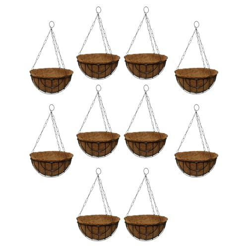 BonKaso 10-Inch Coir Hanging Basket with Metal Chain (Set of 10) ...