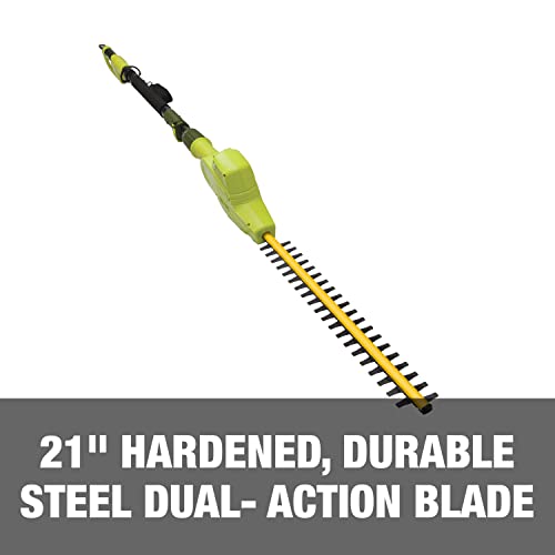 Sun Joe Sjh902E 21-Inch, 4-Amp, Multi-Angle Electric Telescoping Pole Hedge Trimmer & Swj806E 8-Inch 8.0 Amp 2-In-1 Convertible Pole Chain Saw, Green #TOP3
