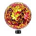 Lily's Home Colorful Mosaic Glass Gazing Ball, Designed with a Stunning Holographic Petal Mosaic Pattern to Bring Color and Reflection to Any Home and Garden, Red and Gold (10" Diameter)