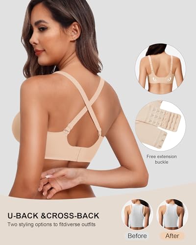 Image of Wireless Bras for Women No Underwire Jelly Push Up Wave Seamless Full Coverage Bralettes Support Lift Everyday Bra
