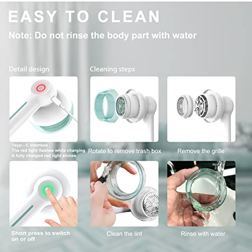 Lint Remover, Fabric Shaver Electric Bobble Remover For Clothes, Usb Charging Fluff Remover Sweater Shaver With 2 Replacement Heads For Clothes Fabric #TOP6