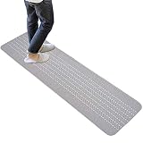 オカ(OKA) 優踏生洗いやすい キッチンマット 約45cm×180cm グレー(ヘリンボン) (洗える 軽量 滑り止め クッション)