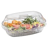 Bandeja de servir fría, bandeja para servir hielo con tapa y 4 compartimentos, plato de frutas dividido para fiestas y picnics, material duradero, almacenamiento en nevera, aperitivos, postres, frutas