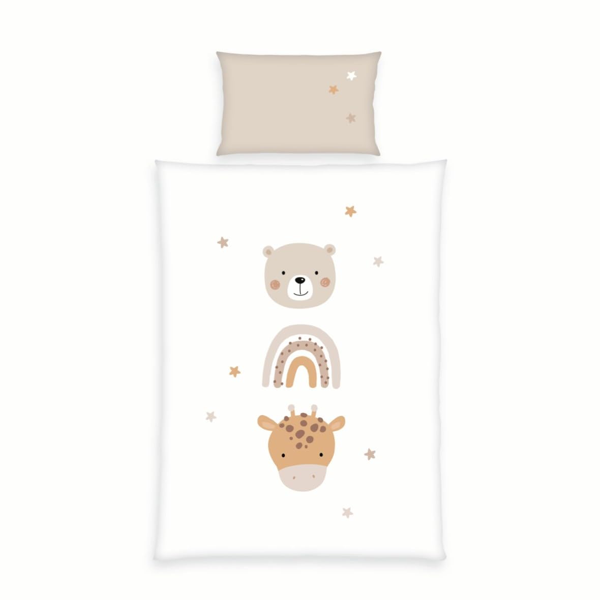 Herding babybest Little Friends Bettwäsche, Kopfkissenbezug 40 x 60 cm mit Hoteleinschlag, Bettbezug 100 x 135 cm, Mit Reißverschluss, 100% Baumwolle/Renforcé, Twin