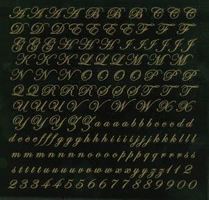 Glass Accents Script Alphabet Gold Decal