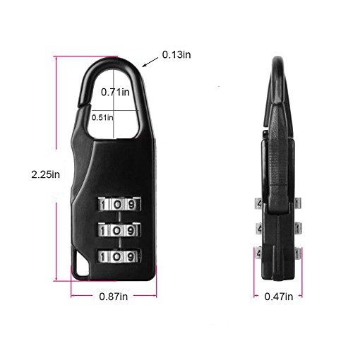 Image of 3-Digit Combination Lock of Zinc Alloy, The Small Safe Combination Padlock for Suitcases Luggage Briefcases Computer Bags Schoolbags Backpacks, Pack of 5