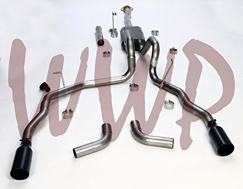 Performance SS409 Stainless Steel Dual 3" CatBack Exhaust Muffler System Kit Black Tips Compatible With 11-14 Ford F150 3.5L V5 EcoBoost Turbocharge Model Only