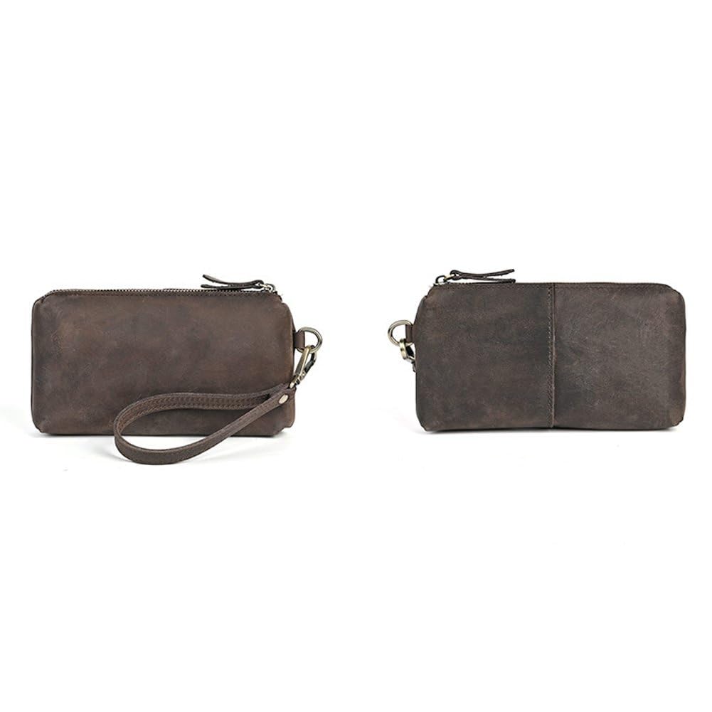 Portafoglio Uomo Lungo, Pochette in Pelle, Borsa Lavoro, Porta Carte D'identità con Cinturino Polso, Regalo per Uomo, Padre, Marito, Fidanzato
