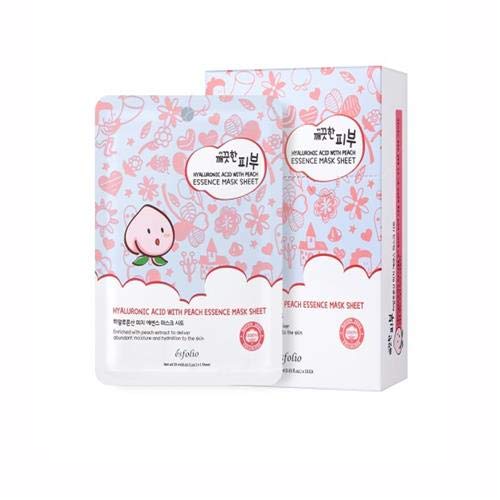 esfolio Pure Skin Hyaluronic Acid with Peach Essence Face Mask Sheet, Hydrating Korean Face Mask for Dark Spots Pore Care - Image 2