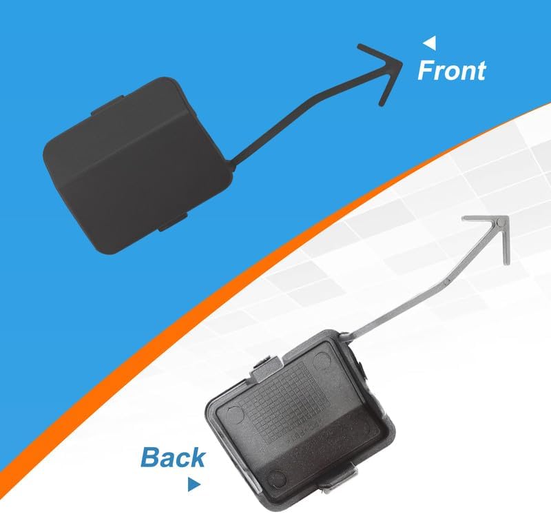 Car Rear Bumper Tow Hook Cover Fit for VW CC 2009 2010 2011 2012 Towing Eye Cap Trailer Cover 3C8807441 3C8 807 441 (Black, Passenger Side)