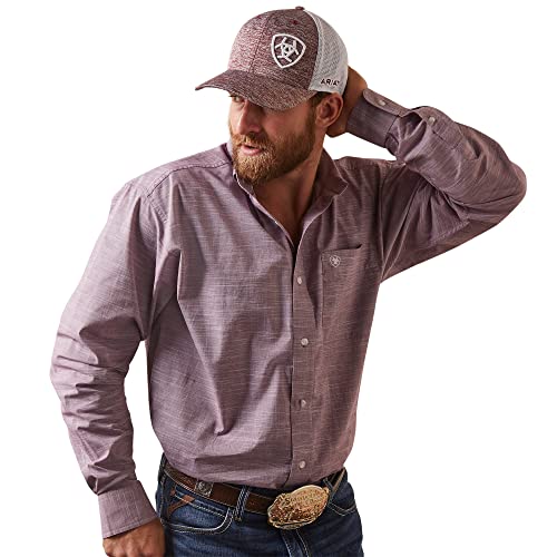 ARIAT Men's Solid Slub Classic Fit Shirt Purple M