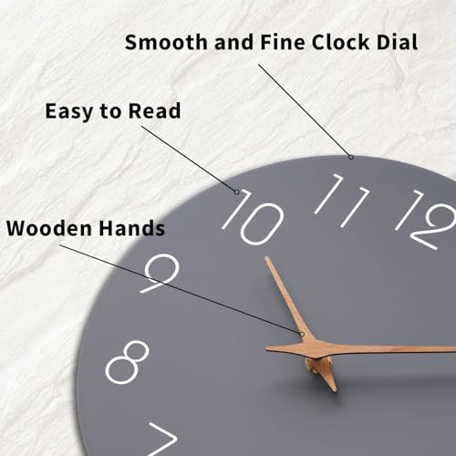 Mosewa Wall Clock 12 Inch Gray Silent Non Ticking Battery Operated Modern Simple Clock Decorative for Kitchen Home Bedroom Bathroom Office Living Room by Mosewa - Image 6