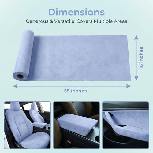 Image of Suede Fabric Wrap - Self Adhesive Film Sticker 16 x 55 Inches Silky Decal Sheet for Car Interior Furniture Upholstery DIY Elastic Stretch Peel and Stick Sky Blue