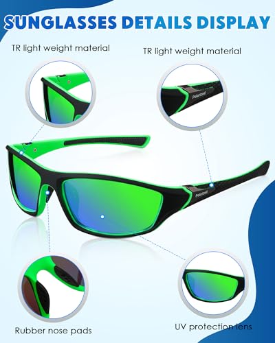 Frienda 6 Pack Polarized Sport Sunglasses for Men Multipack Fit over Glasses Pack Lot Set Men's Sport Fishing Eyeglasses3