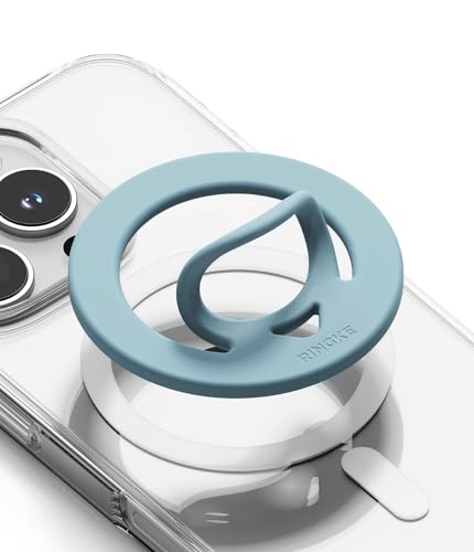 Image of Ringke Dual Magnetic Silicone Ring [Compatible with MagSafe Cases] [Double-Sided Magnetic Loop] Soft Silicone Removable Phone Finger Ring Grip Holder - Light Teal