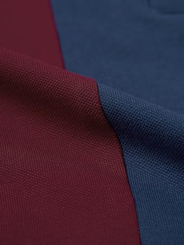 Image of The Souled Store FC Barcelona: Retro Men and Boys Short Sleeve Spread Collar Navy Blue and Maroon Colour-Block Embroidered Cotton Pique Regular Fit Polos