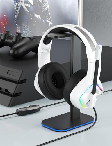 ZIUMIER White Gaming Headset for PC, PS4, PS5, Xbox One, Xbox Series S/X, Switch, Noise Canceling Microphone, Stereo Surround Sound, 3.5mm Wired Gaming Headphones