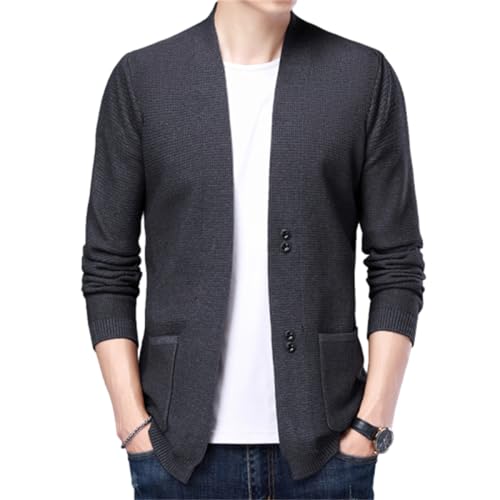 Mens Knitwear Solid Color Long Sleeved Pocket Knitted Cardigans, Men's Lightweight Wool Knit Casual Cardigan Sweater Thin