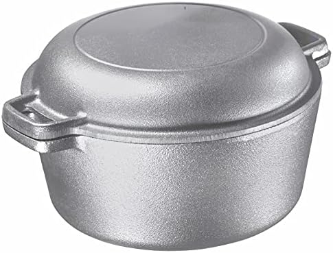 Bruntmor 2 in 1 Purple Enameled Cast Iron Induction Cookware | Double Dutch Oven & Cast Iron Skillets, | 5 QT Dutch Oven, Compatible With Induction, Electric, Gas, Stovetop & In Oven