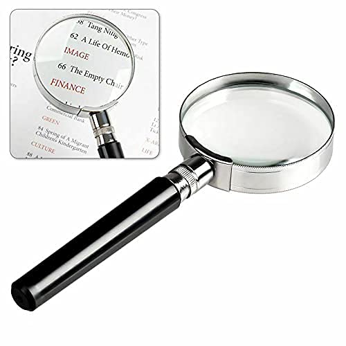10X Handheld Magnifier Magnifying Glass Handle Low Vision Aid 50mm High Magnification for Reading, Senior, Map, Inspection, Handcraft Hobby