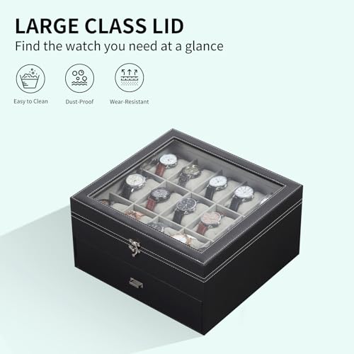 AUTOARK Watch Box Organizer,2 Layers Holds 30 Watches & Jewelry,Black,AW127 by AUTOARK - Used condition - Image 5